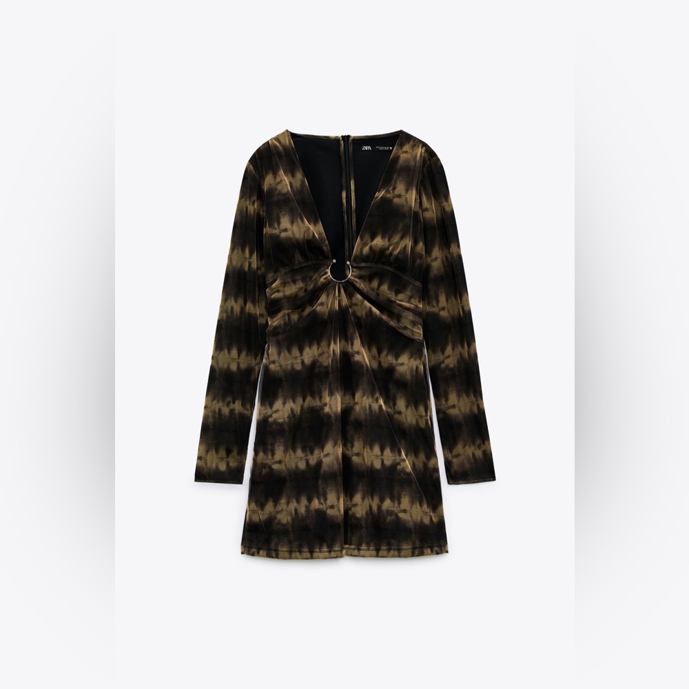 NWT Zara Printed Tulle Dress in Black Tie Dye